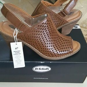 Dr Scholls Leather Stacked Heel Slingback 8.5M